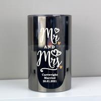 Personalised Mr & Mrs Smoked Glass LED Candle Extra Image 1 Preview